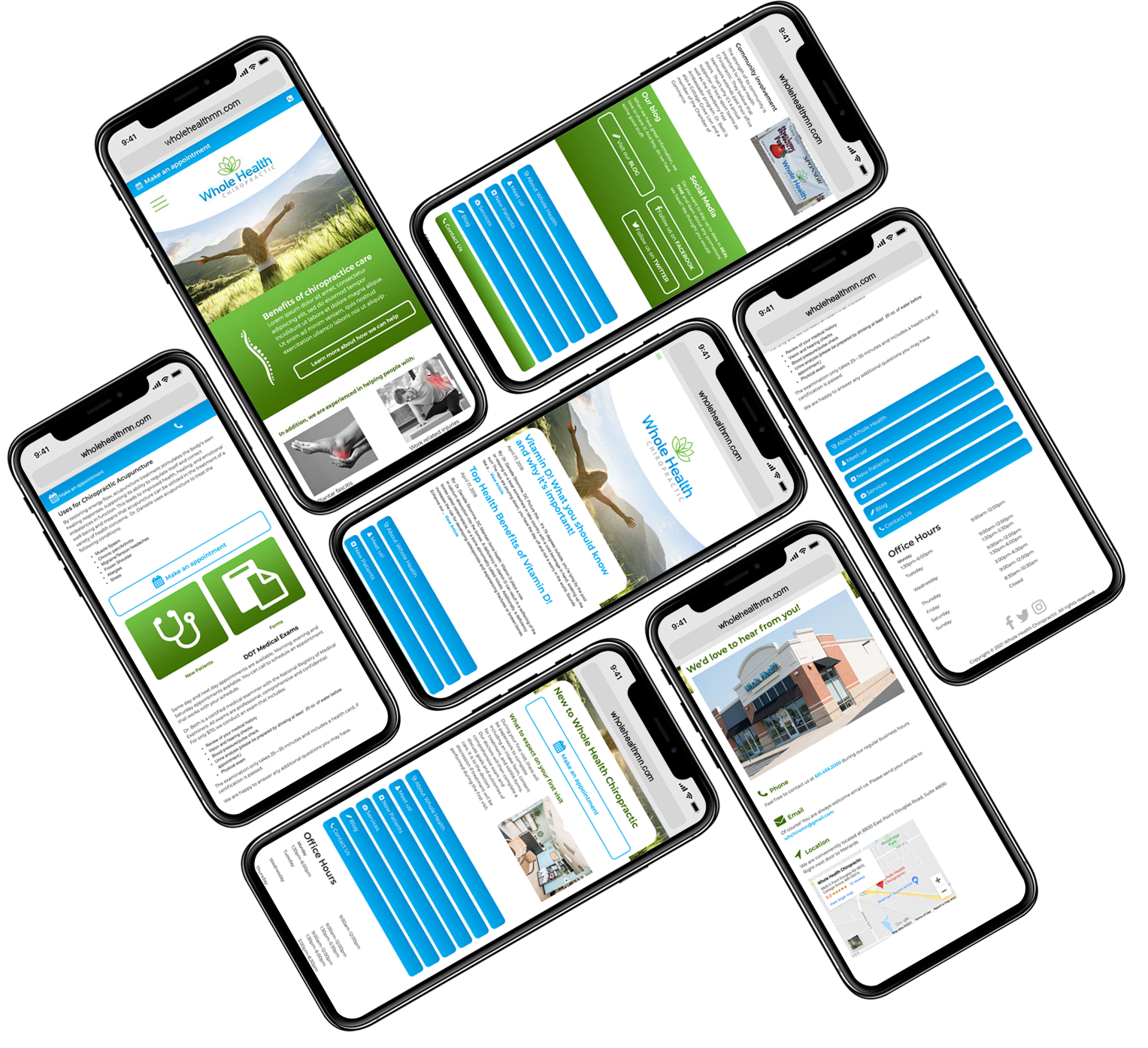 final webpage layout on several mobile devices