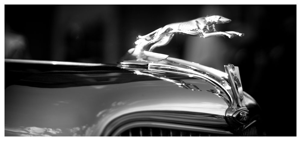 black and white 1934 ford hood ornament