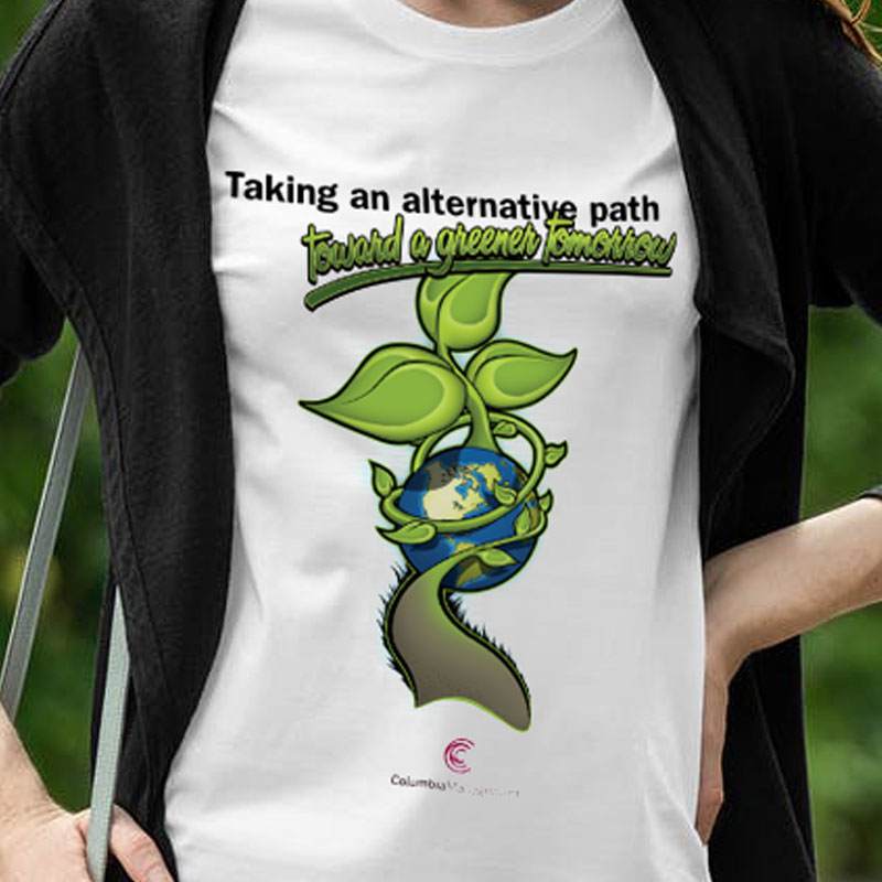 plant vine wraping around earth and tuning into a walking path