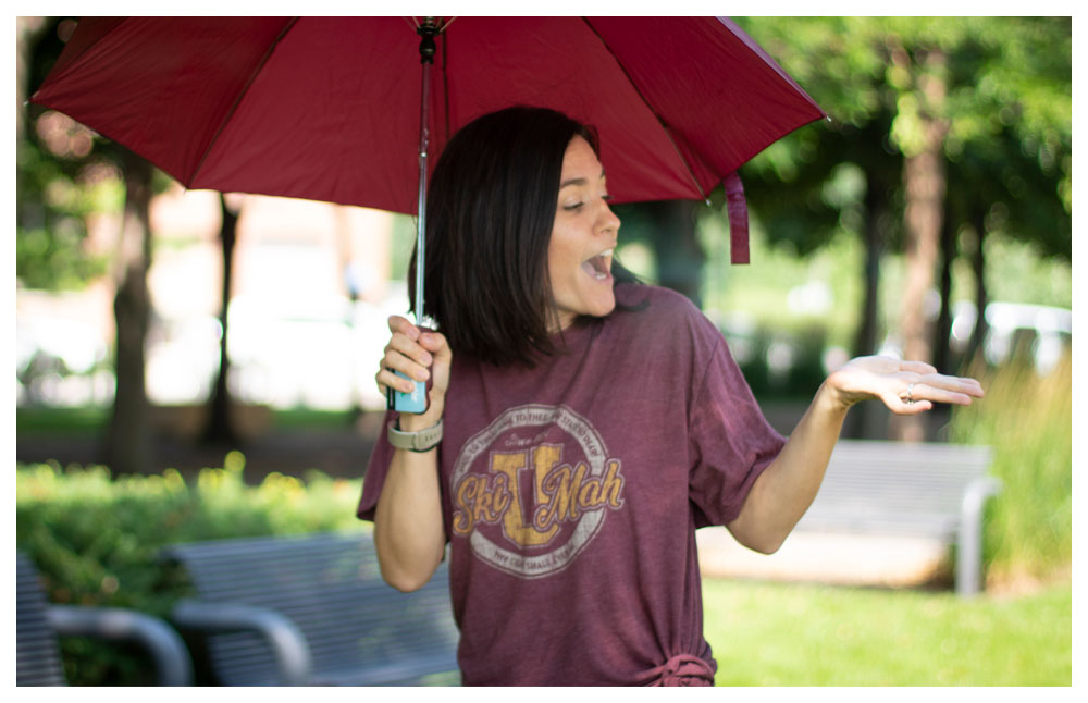 woman holding umbrella