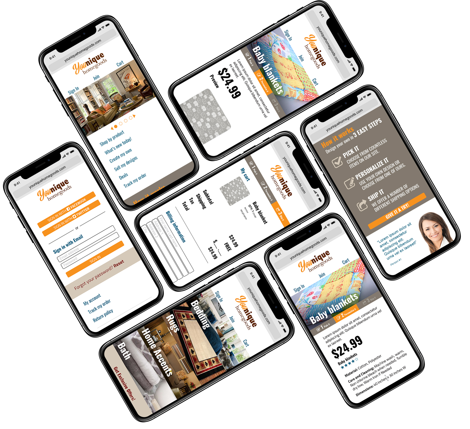 final webpage layout on several mobile devices